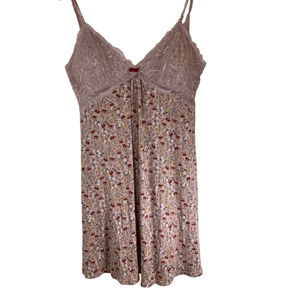 Y2k babydoll Floral Lace slip dress L Coquette Cottagecore Romantic indie sleaze